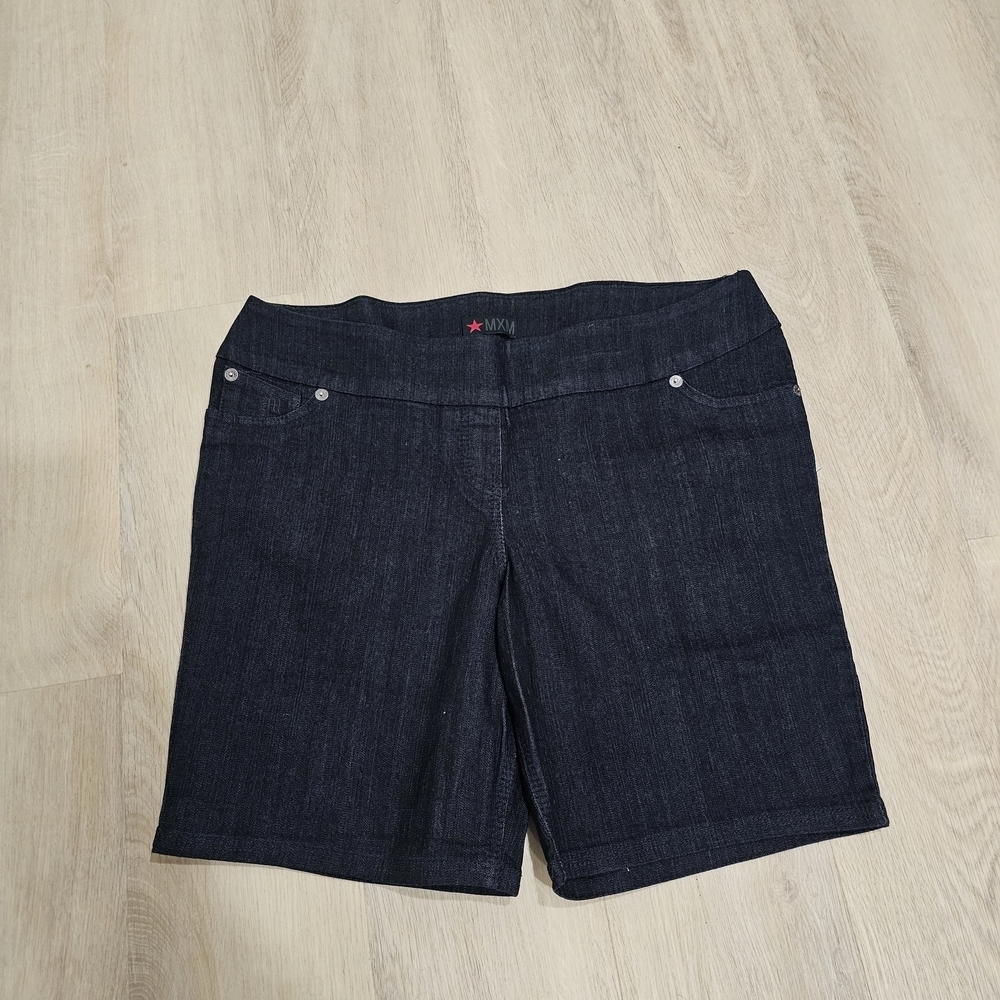 MXM Dark Wash Stretch Denim Bermuda Shorts High Rise  NWOT